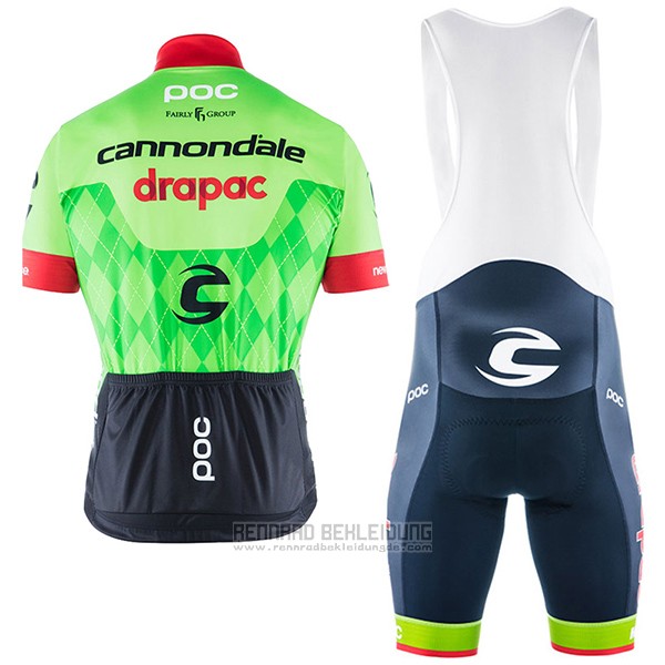 2017 Fahrradbekleidung Cannondale Drapac Grun Trikot Kurzarm und Tragerhose